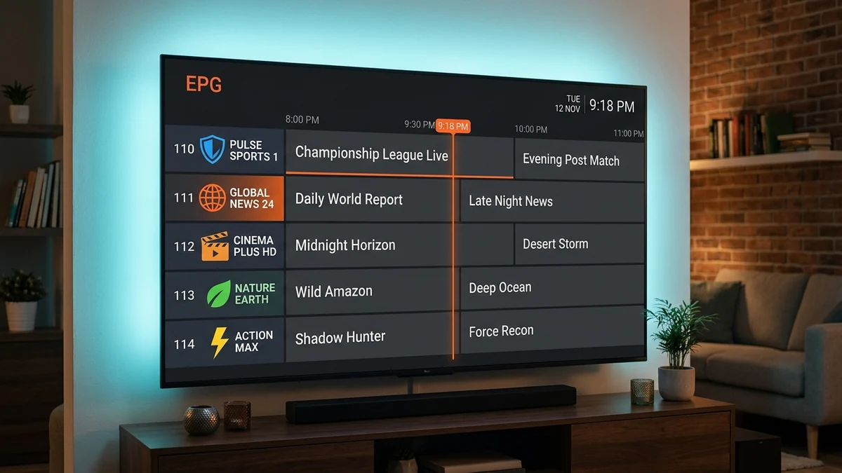 Electronic program guide channel schedule interface on smart television display