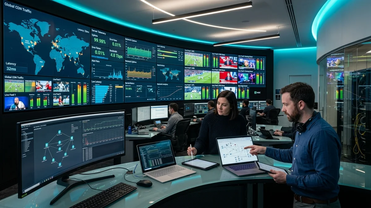 Global network operations center and broadcast telemetry infrastructure powering IPTVON streaming